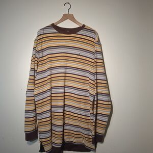 Jordan Men's Striped Crewneck Sweater - Brown, Yellow, Gray